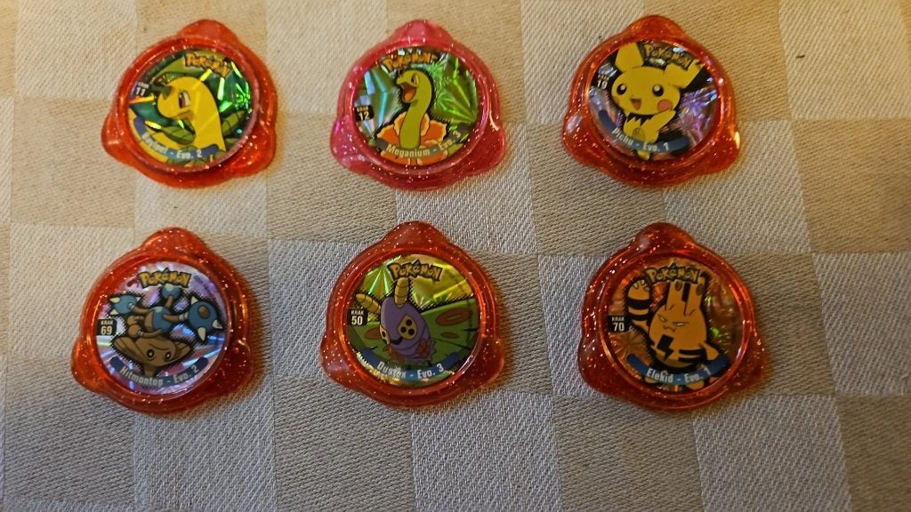 6 pokemon munten Bayleaf Meganium Pichu Elekid Dustox, Hobby en Vrije tijd, Ophalen of Verzenden, Nieuw, Overige typen
