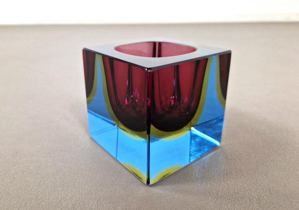 Murano Sommerso | Glazen Kubus | Jaren 60, Ophalen of Verzenden