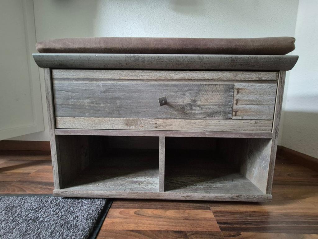 Gangkastje met kussen, steigerhout look, 46x67x40 cm, Ophalen