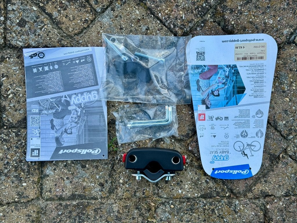 Polisport fietsstoeltje vóór, Voetsteuntjes, Voorzitje, Nieuw, Polisport