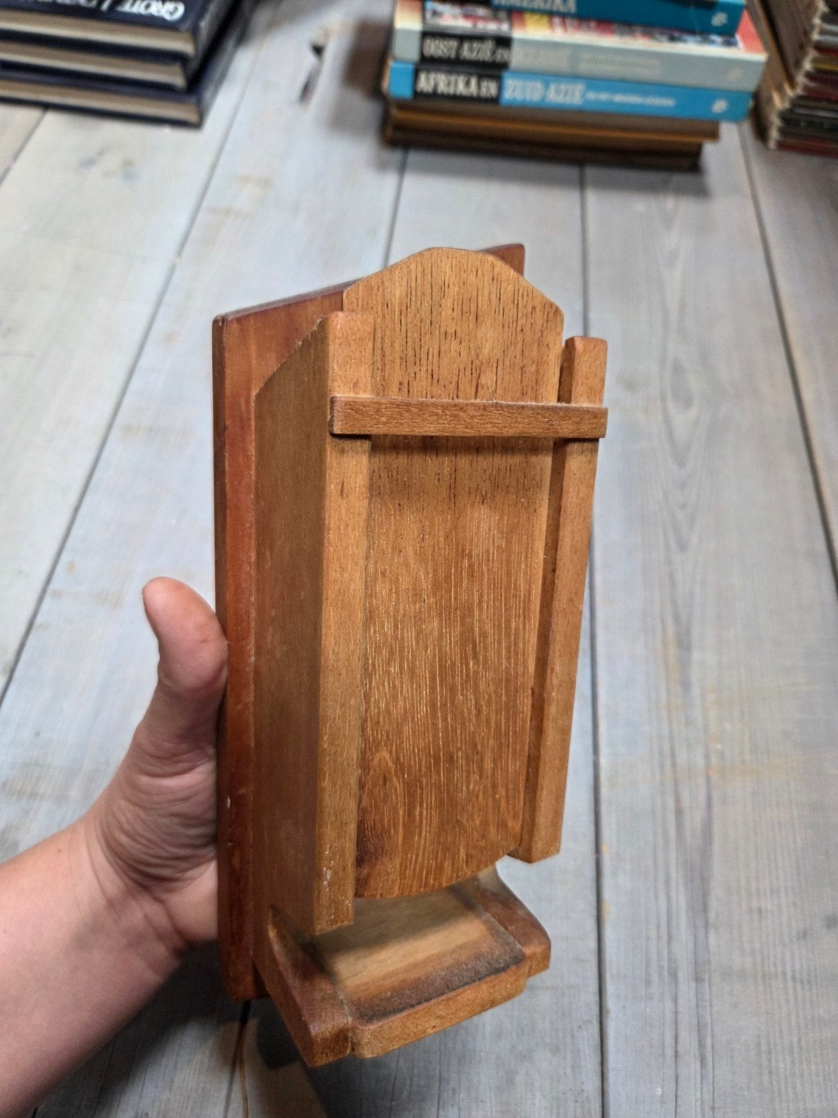 Houten houder luciferdoosjes, Verzamelen, Rookartikelen, Aanstekers en Luciferdoosjes, Ophalen of Verzenden