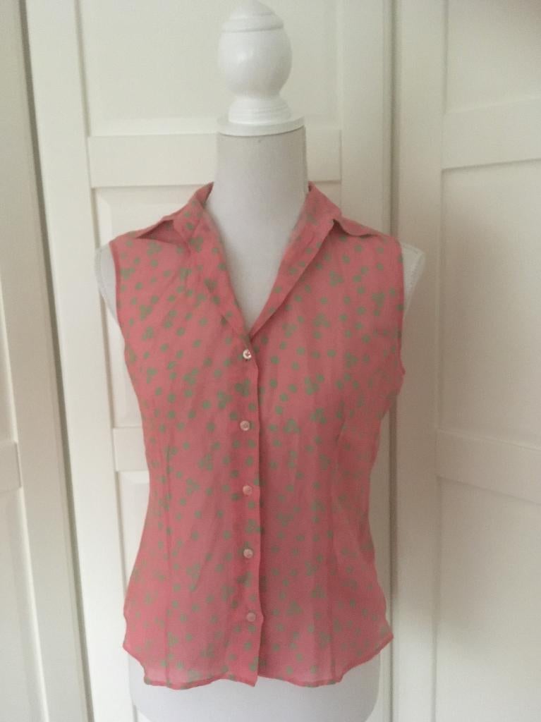 Robert Friedman zgan roze polkadot mouwloze blouse top S, Ophalen of Verzenden, Zo goed als nieuw, Robert Friedman, Roze