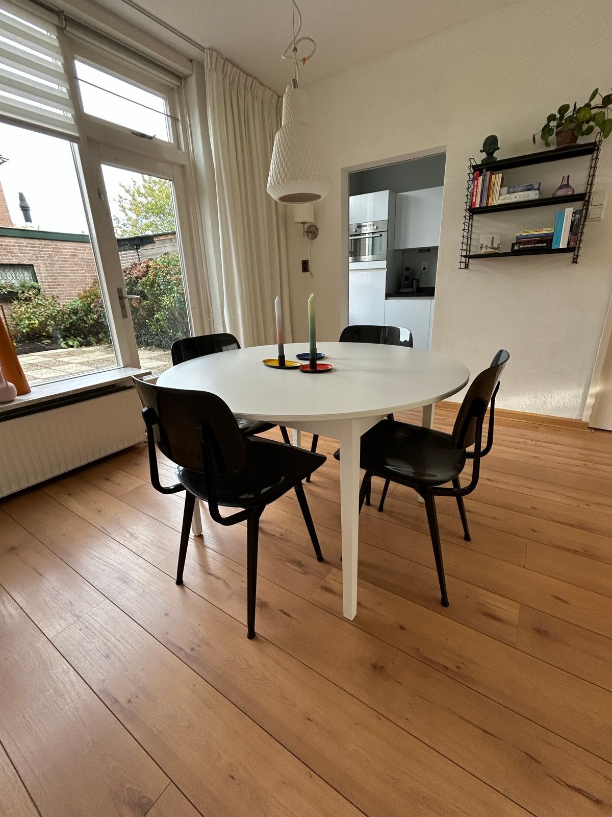 Ronde witte eettafel - 120 cm diameter, Ophalen, Gebruikt, 100 tot 150 cm, Rond