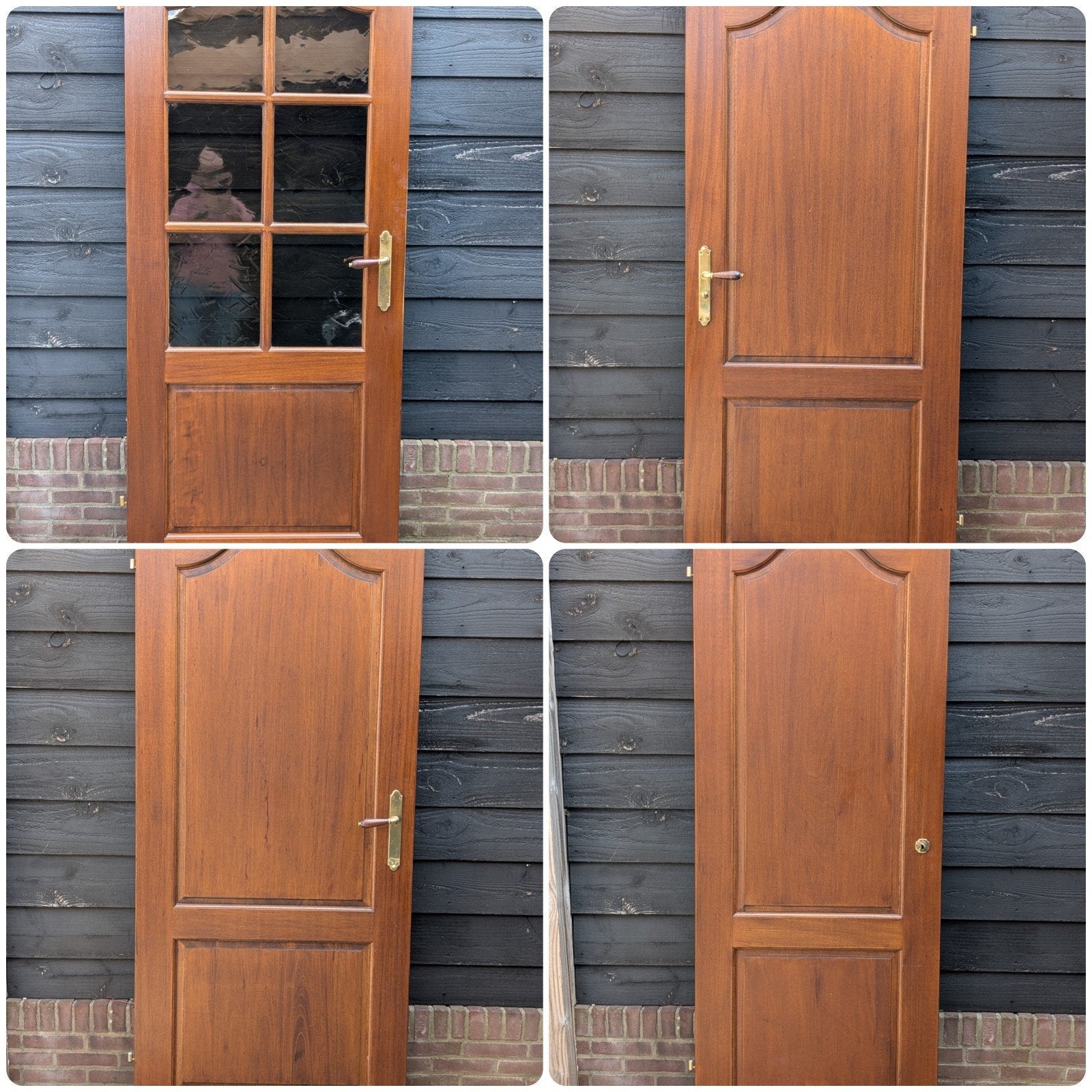 Set van 4 massief eikenhouten opdek binnendeuren met beslag, Ophalen, Gebruikt, 80 tot 100 cm, Binnendeur