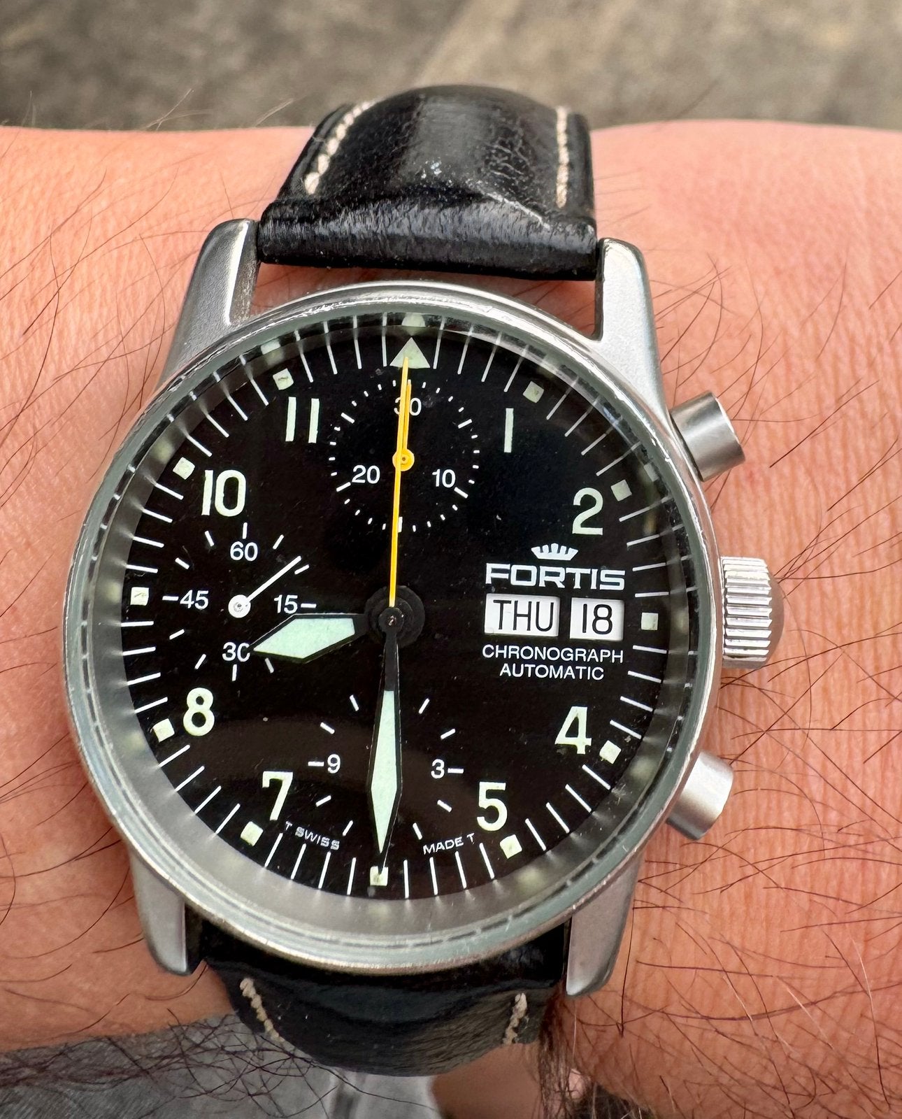Fortis Flieger Junior/automatic/papieren//2004/ruil/inruil, Overige merken, Staal, Met bandje, Polshorloge