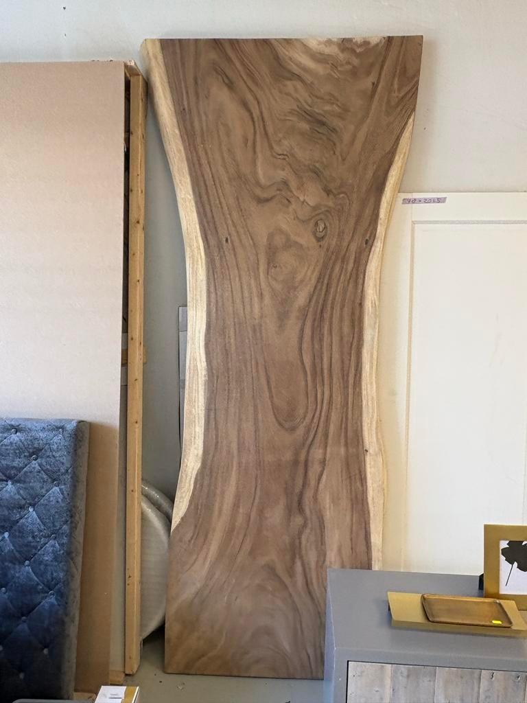 Boomstamblad Suar hout 260x110-80x6,5cm, Ophalen, 100 tot 150 cm, Tafelblad, Overige vormen