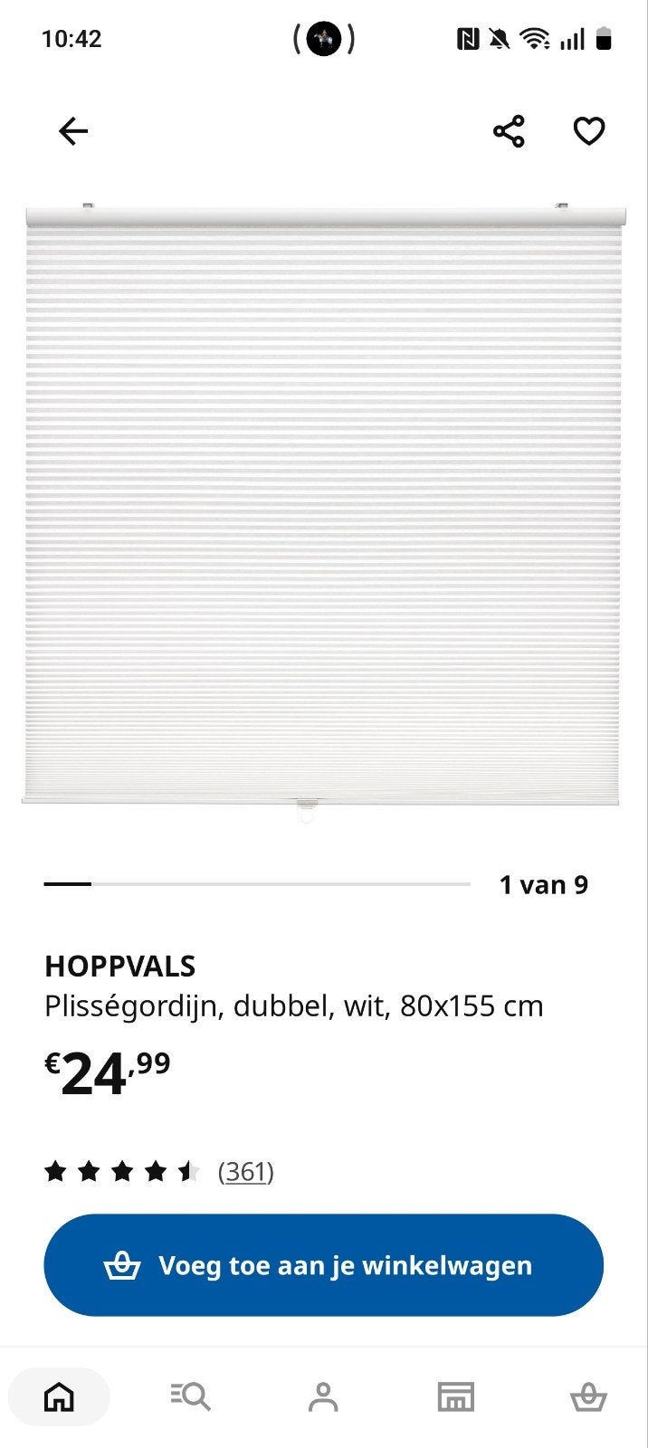 IKEA HOPPVALS Plisségordijn, wit, 80x155 cm (4 stuks), Gebruikt, Wit, Ophalen of Verzenden, IKEA