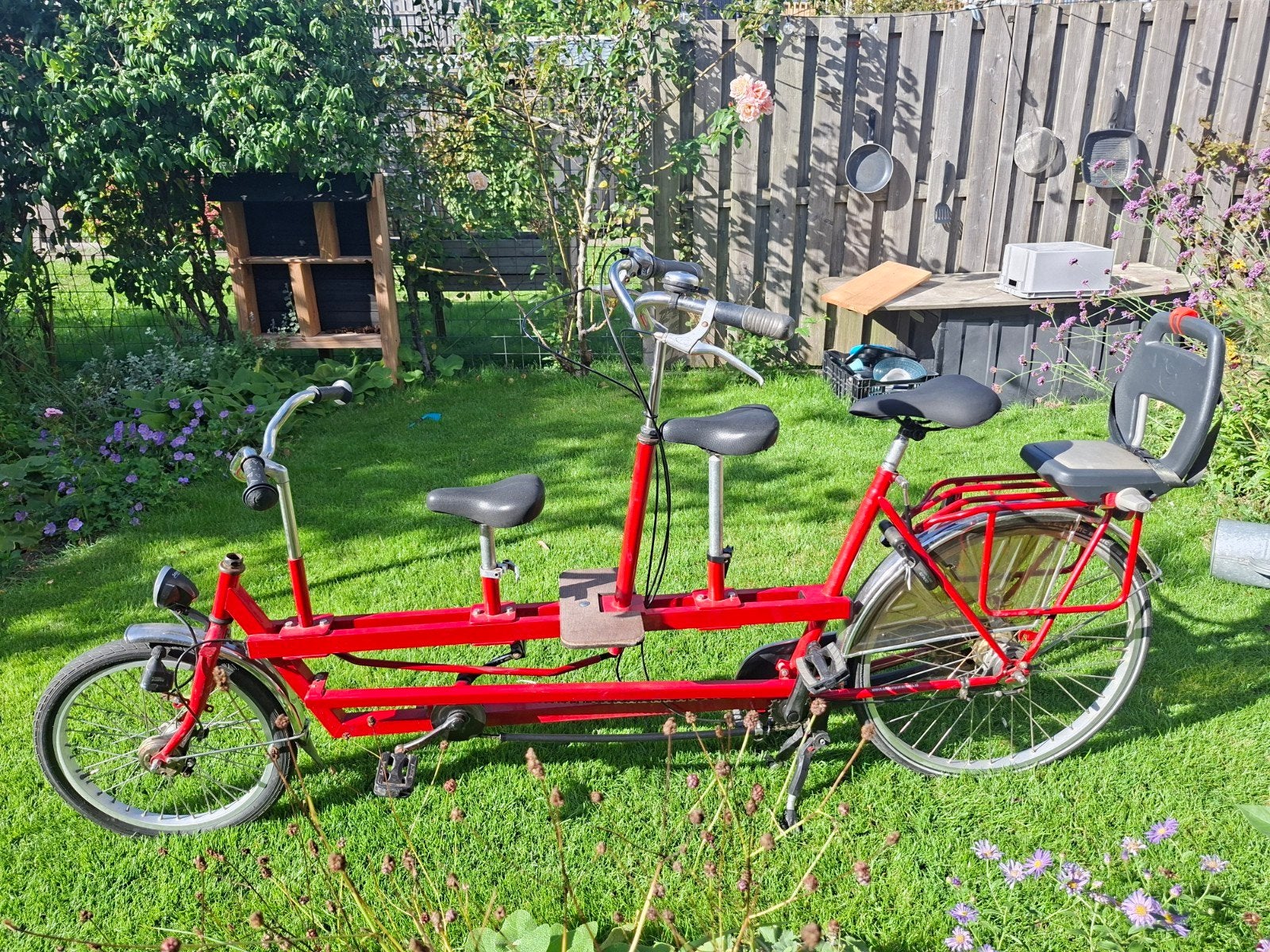 Onderwaterfiets ouder-kind tandem met 3 zadels rood, Ophalen, Minder dan 10 versnellingen, Gebruikt, Minder dan 49 cm