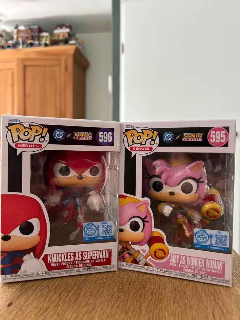 Funko pop! Sonic x Dc Amy wondwoman en Knuckles Superman, Ophalen of Verzenden, Zo goed als nieuw