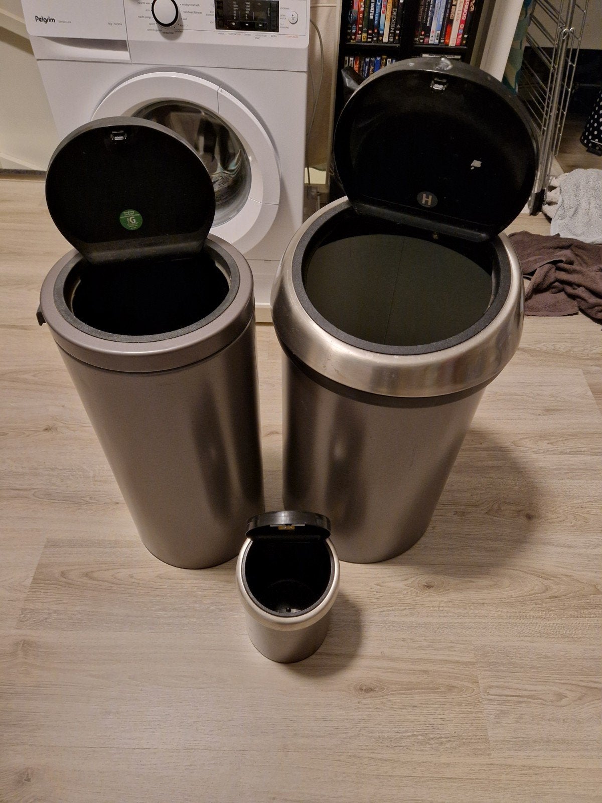 Brabantia prullenbakken 3 stuks, Huis en Inrichting, 40 liter of meer, Ophalen, Gebruikt, Metaal