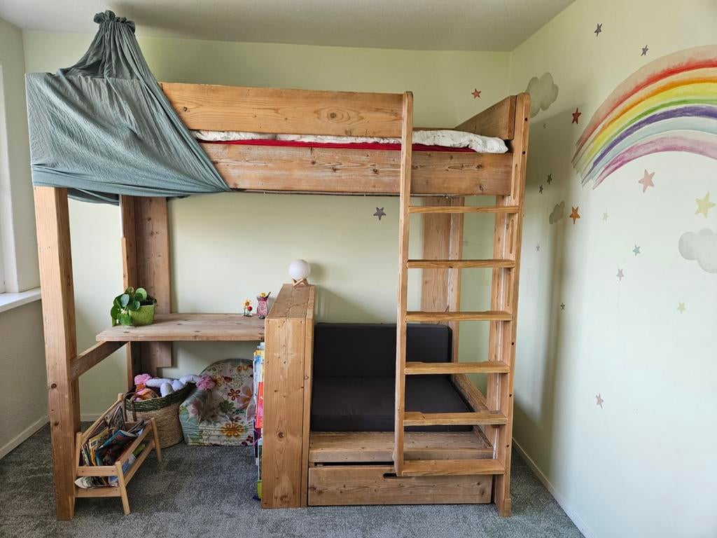 Steigerhouten klauter kinderbed, Kinderen en Baby's, Kinderkamer | Stapelbedden en Hoogslapers, Ophalen, Hoogslaper