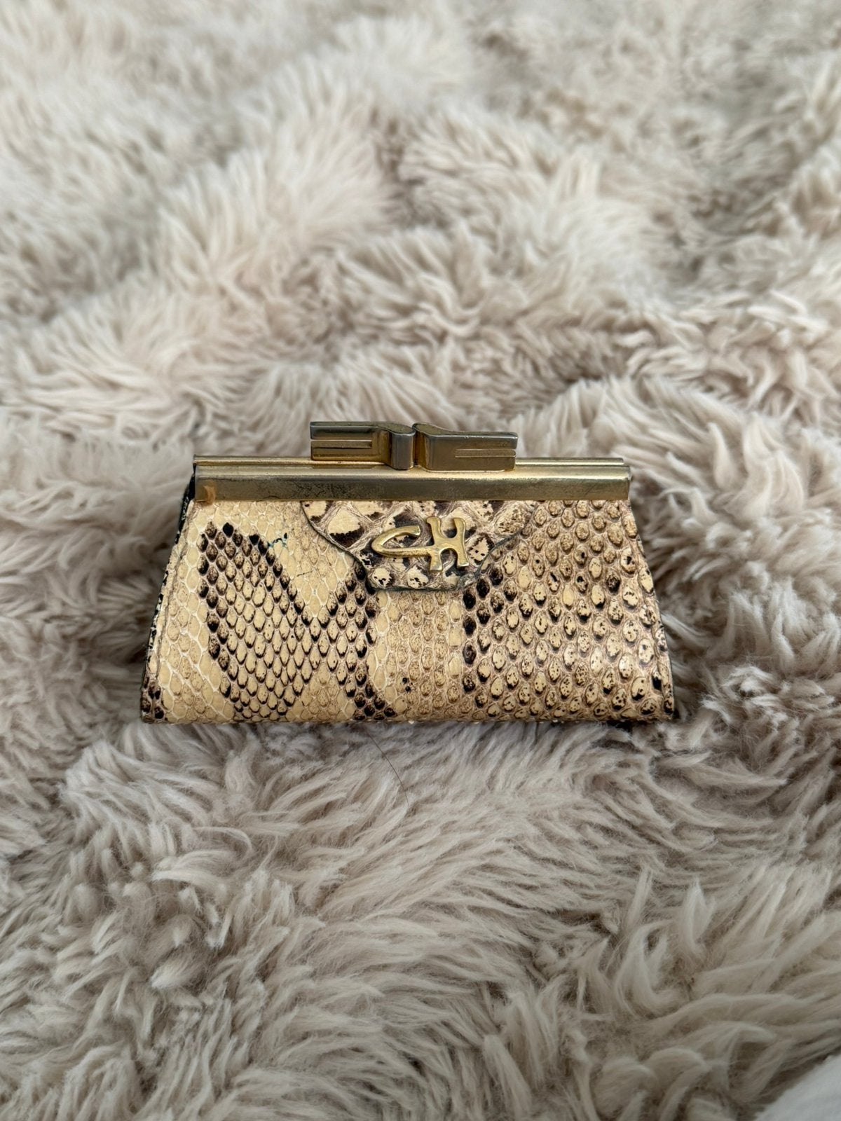 Vintage slangenleer clutch, Ophalen, Zo goed als nieuw