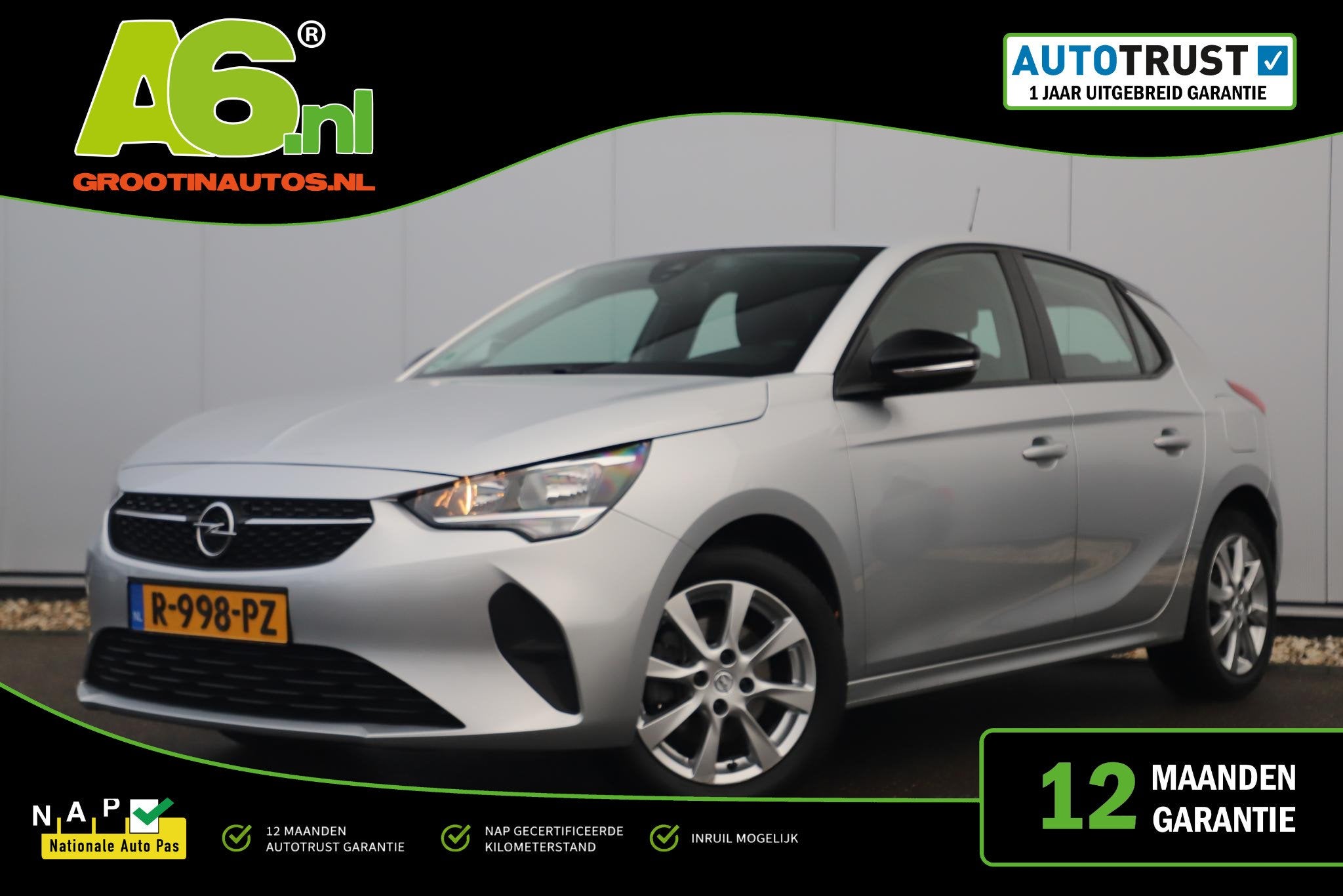 Opel Corsa 1.2 Edition 102PK 16 inch LMV Carplay Android Nav, Voorwielaandrijving, Stof, Gebruikt, Met garantie (alle)