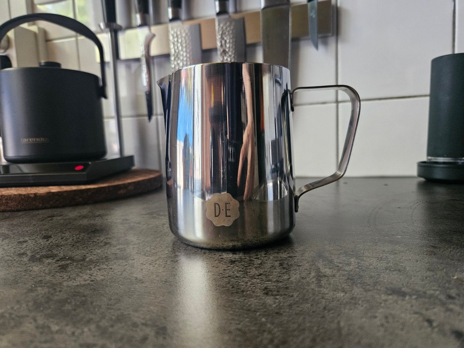 Douwe Egberts melkkan/melkopschuimkan, Overige typen, Zilver, Ophalen of Verzenden, Zo goed als nieuw