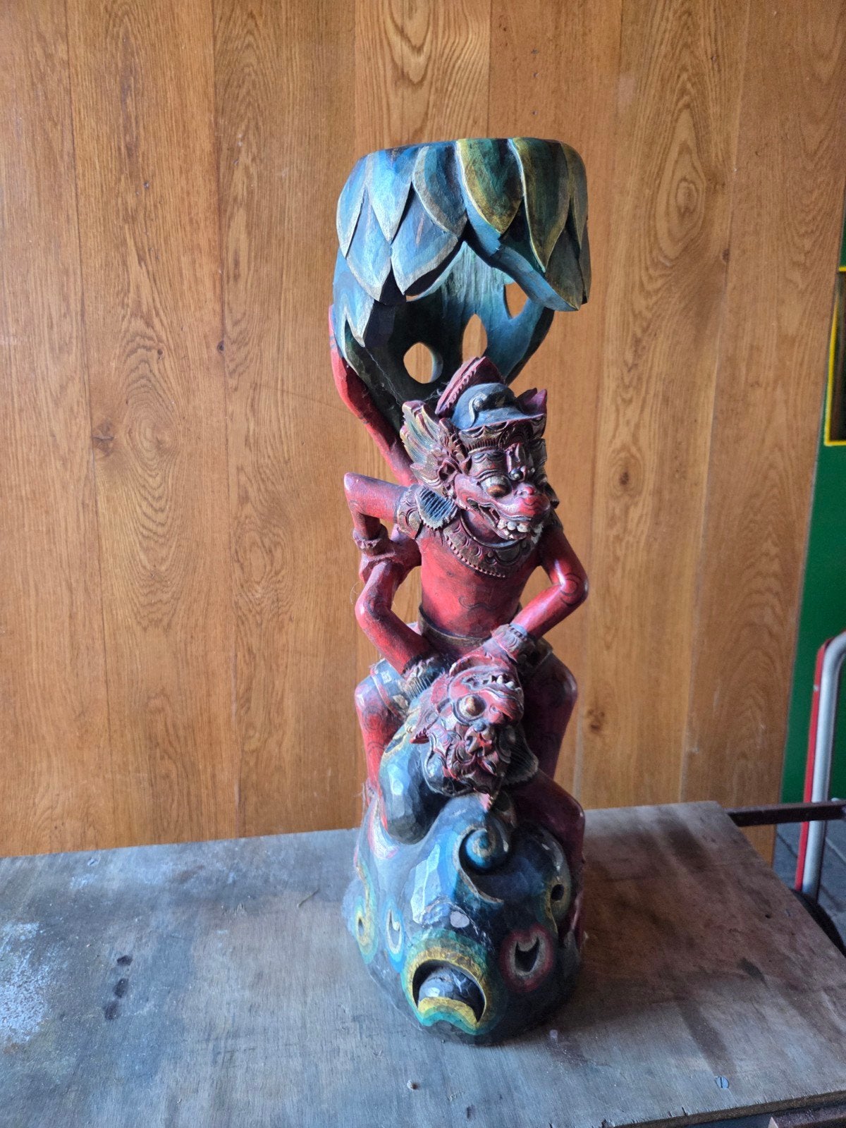 vintage houtsnijwerk beeld 60 cm hoog, Ophalen of Verzenden