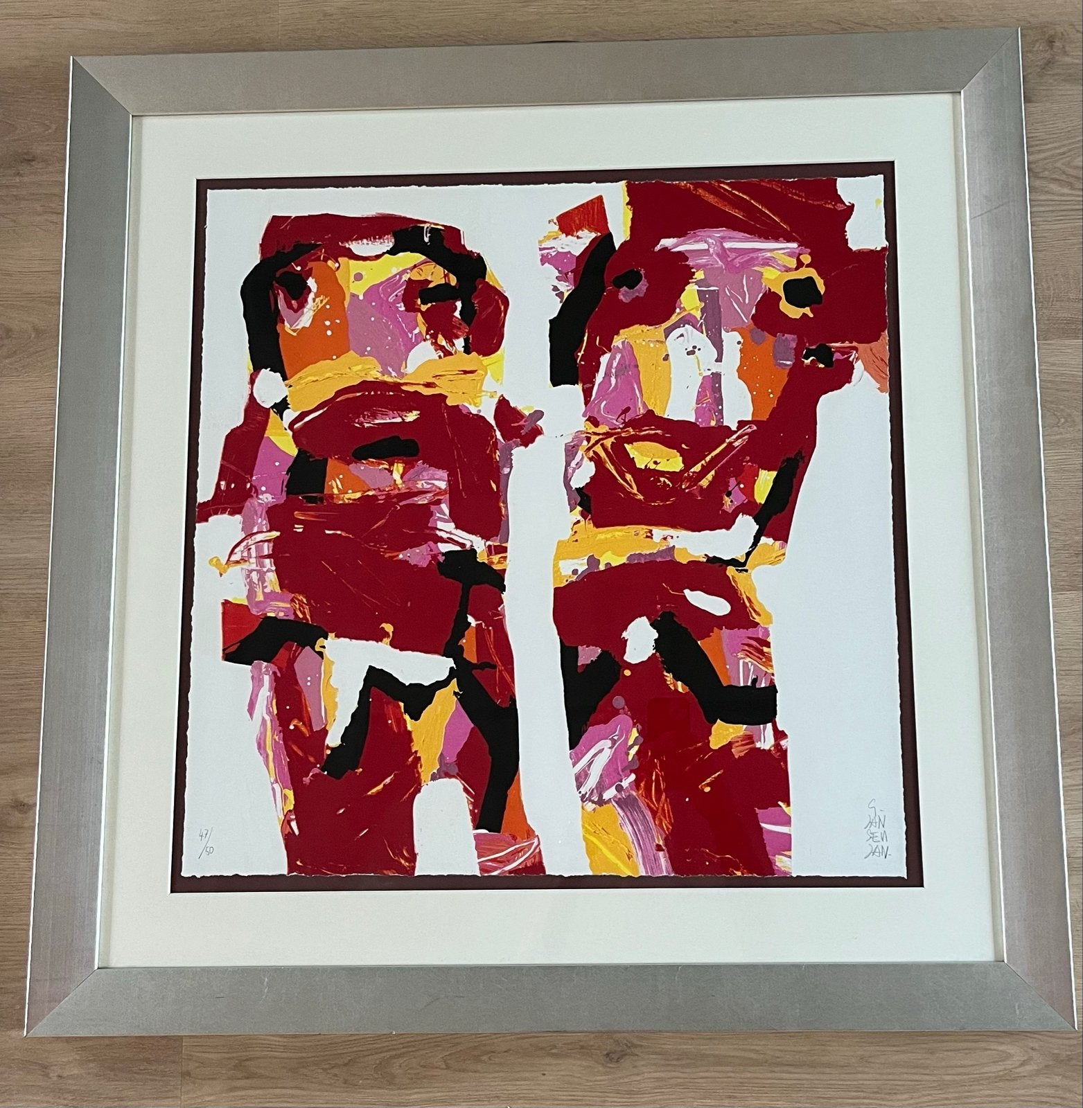 Gesigneerde zeefdruk Geert Jan Jansen - Abstracte figuren, Ophalen of Verzenden
