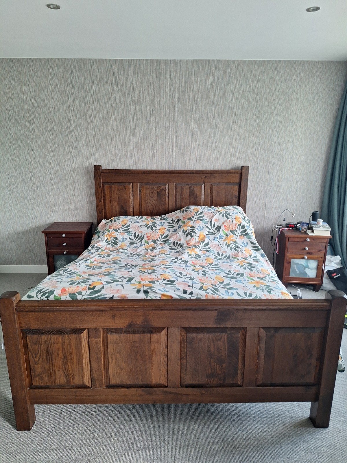 Antiek bed - gratis - optie bedbodems tegen betaling, Ophalen, Tweepersoons, Hout, Verstelbaar