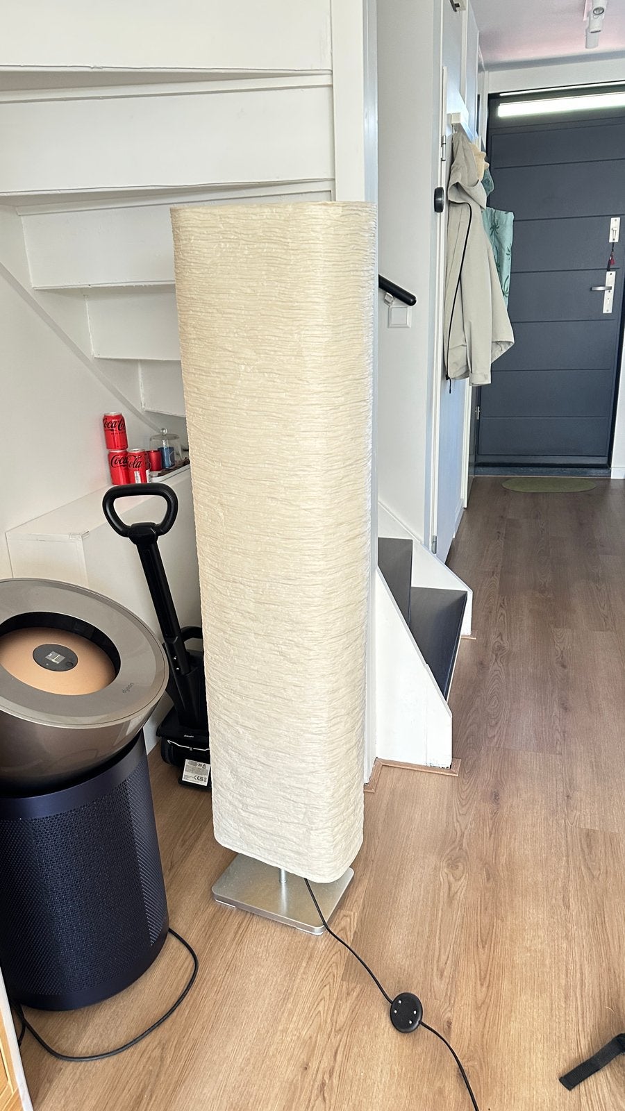 Ikea staande lamp met papier kap - inclusief lampen, Ophalen, Gebruikt, Textiel, E27 (groot)