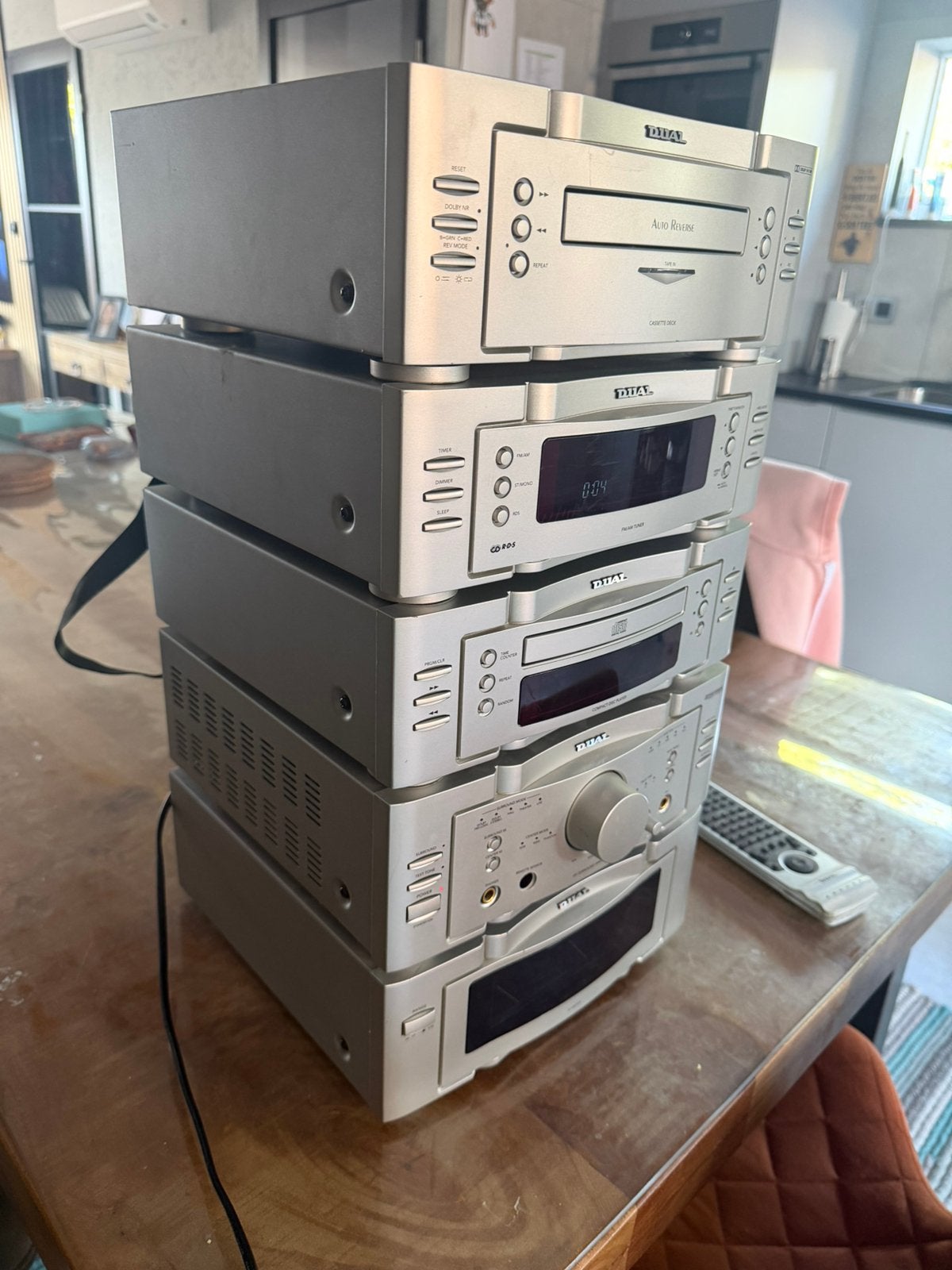 Dual midi stereo installatie losse componenten zilver, Overige merken, Cassettedeck, Zo goed als nieuw, Losse componenten