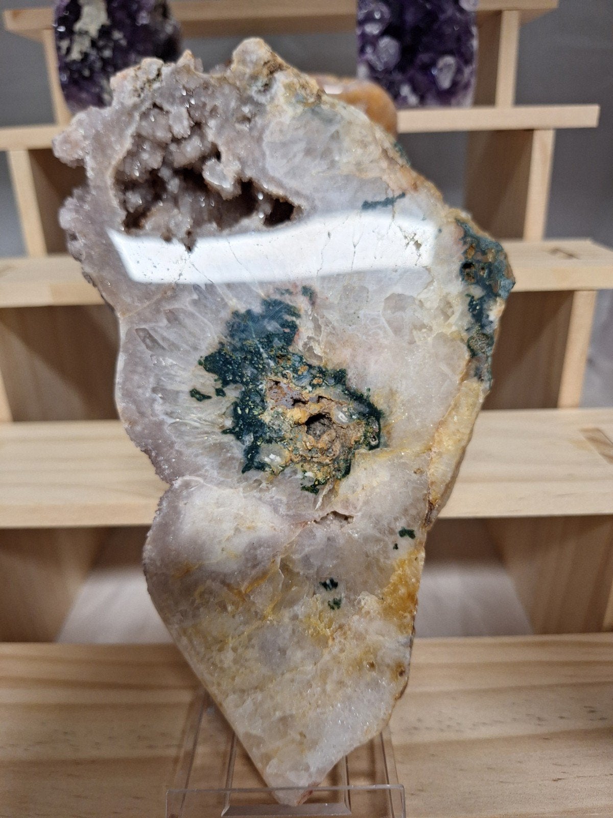 Grote Roze Amethist Slab met Prachtige Kristallen (985g), Verzamelen, Mineralen en Fossielen, Ophalen of Verzenden