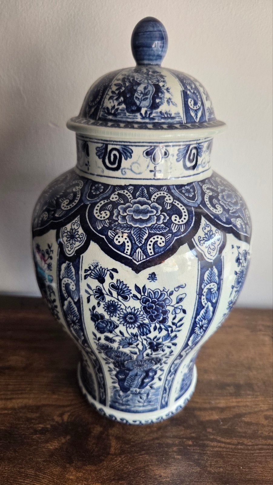 Prachtige Delfts Blauwe Gemberpot met Deksel, Ophalen of Verzenden
