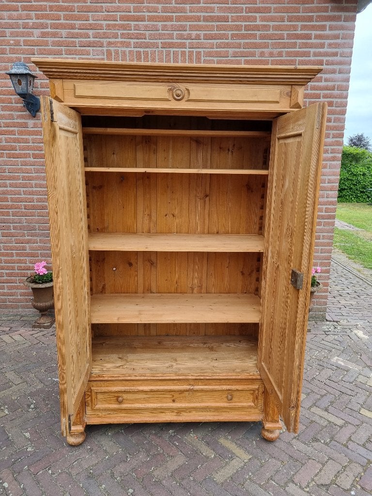 Prachtige Antieke Grenen Zuilen Kast met Lade en Planken., Antiek en Kunst, Ophalen