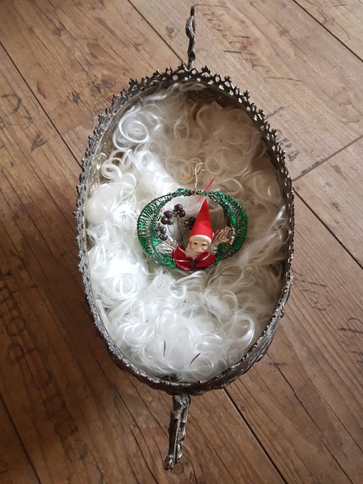 vintage kerstversiering kerstman vintage kerstcorsage, Ophalen of Verzenden, Gebruikt
