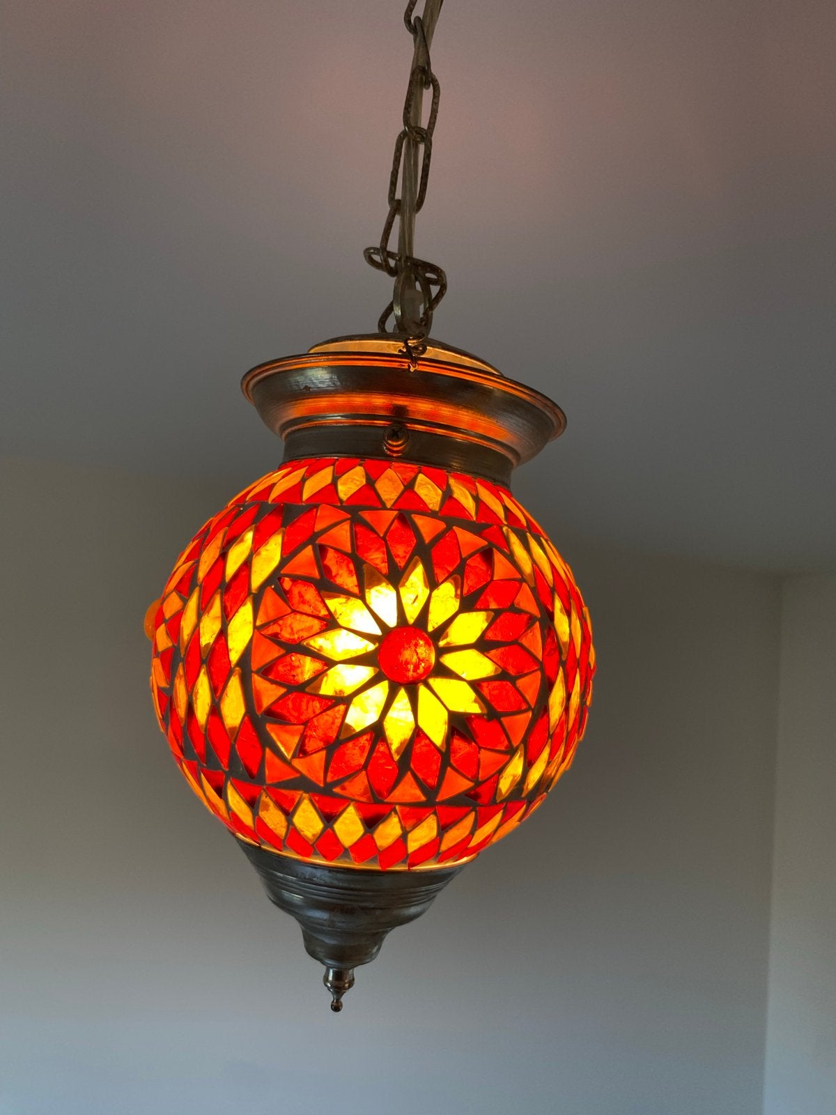 Turkse Mozaïek Hanglampje - Oosters Design, Ophalen of Verzenden, Zo goed als nieuw, Glas, E14 (klein)