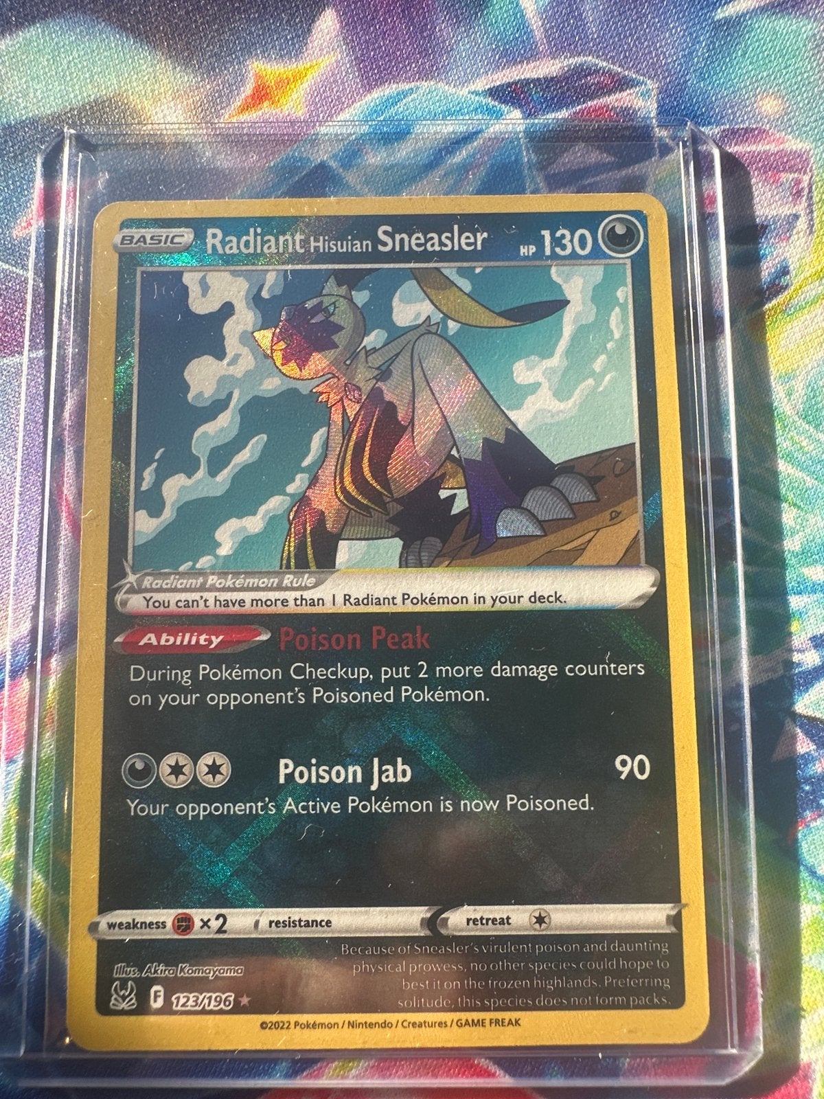 Radiant Hisuian Sneasler 123/196 Lost Origin Pokémon Kaart, Ophalen of Verzenden, Zo goed als nieuw, Losse kaart, Foil
