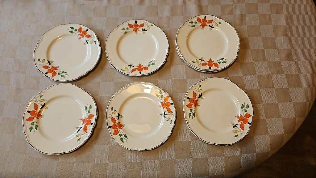 6 gebak schaaltjes van aardewerk antiek puntgaaf, Antiek en Kunst, Ophalen of Verzenden