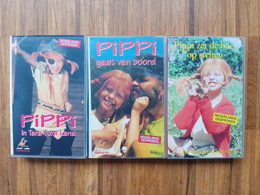 3x VHS Pipi Langkous, Cd's en Dvd's, VHS | Kinderen en Jeugd, Alle leeftijden, Kinderprogramma's en -films, Overige typen, Ophalen of Verzenden