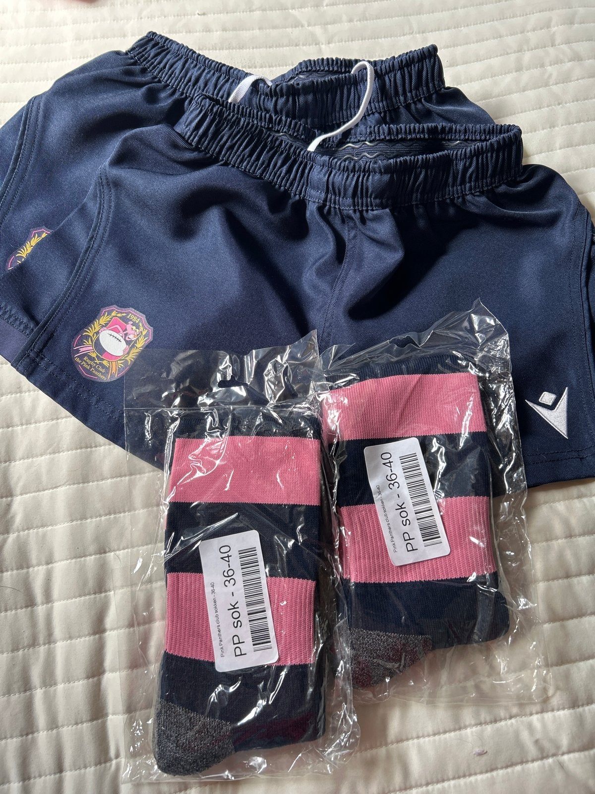 Rugby kleding junior: 2x Macron shorts XS, 2x sokken 36-40, Ophalen of Verzenden, Zo goed als nieuw, Kleding