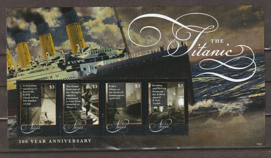Nevis 2012 Schepen Titanic 2678 - 2681, Postzegels en Munten, Verzenden, Postfris, Overige thema's