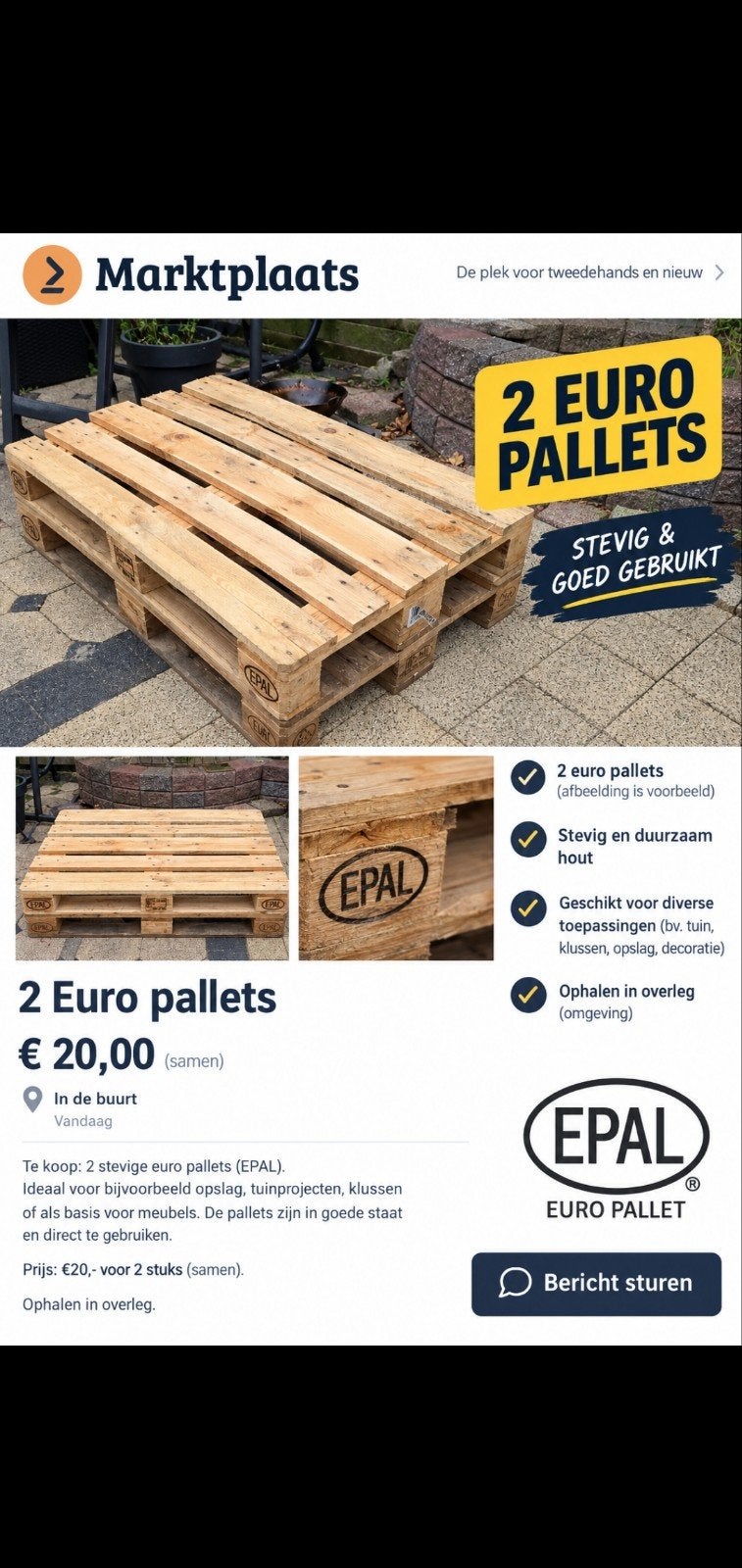 euro pallets te koop, Ophalen