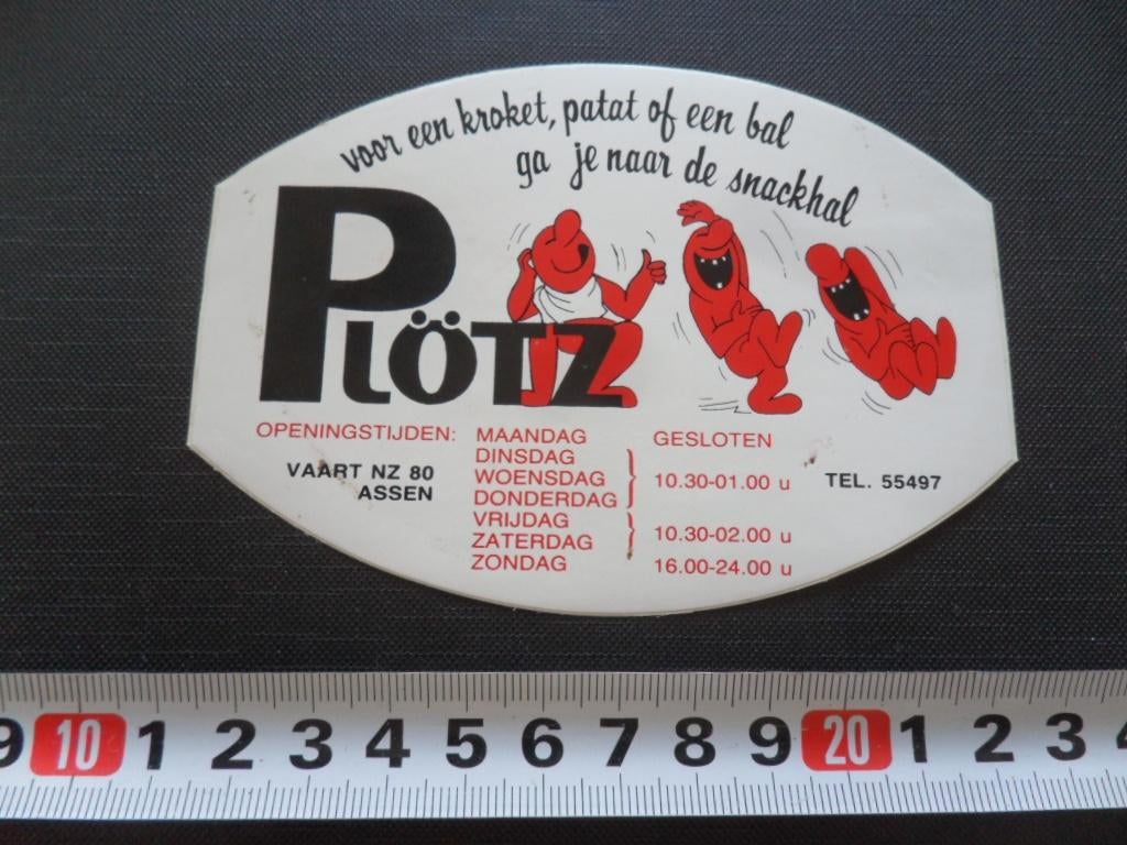 sticker Assen PLÖTZ Vaart NZ 80  Voor een kroket, patat of, Ophalen, Zo goed als nieuw