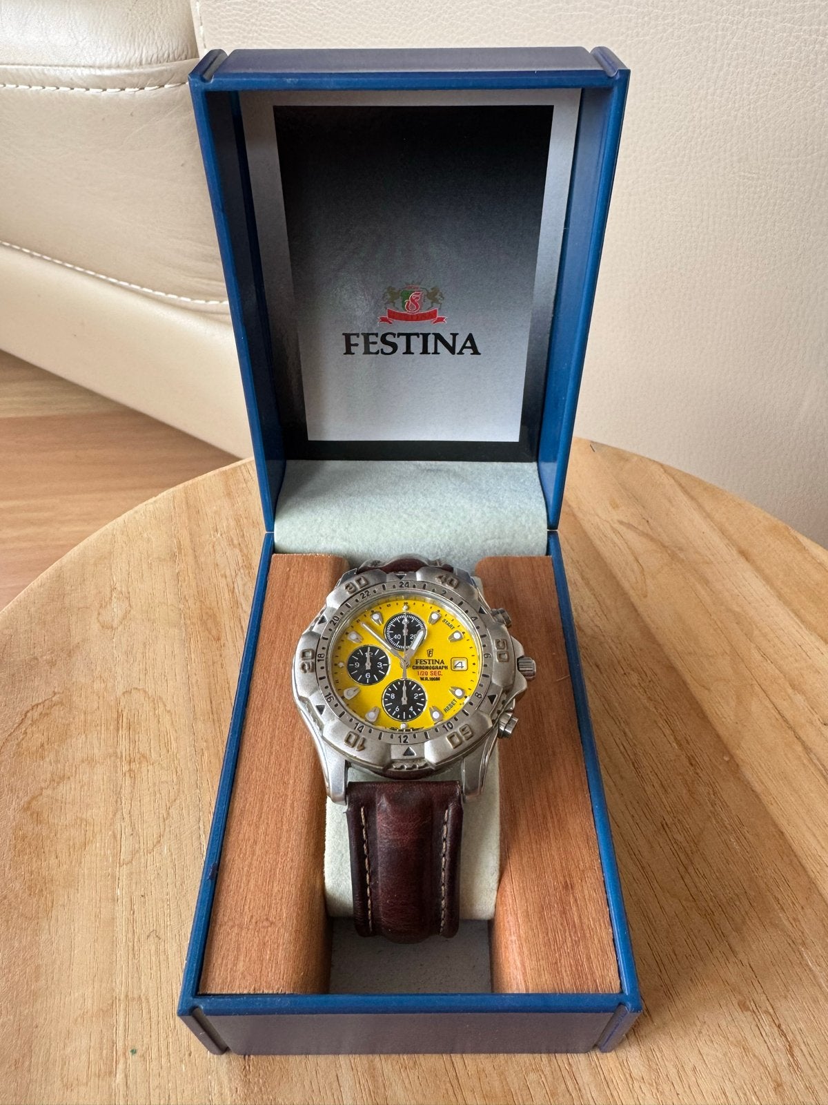 Festina Chronograph Herenhorloge - Geel Wijzerplaat, Staal, Polshorloge, Ophalen, Overige merken