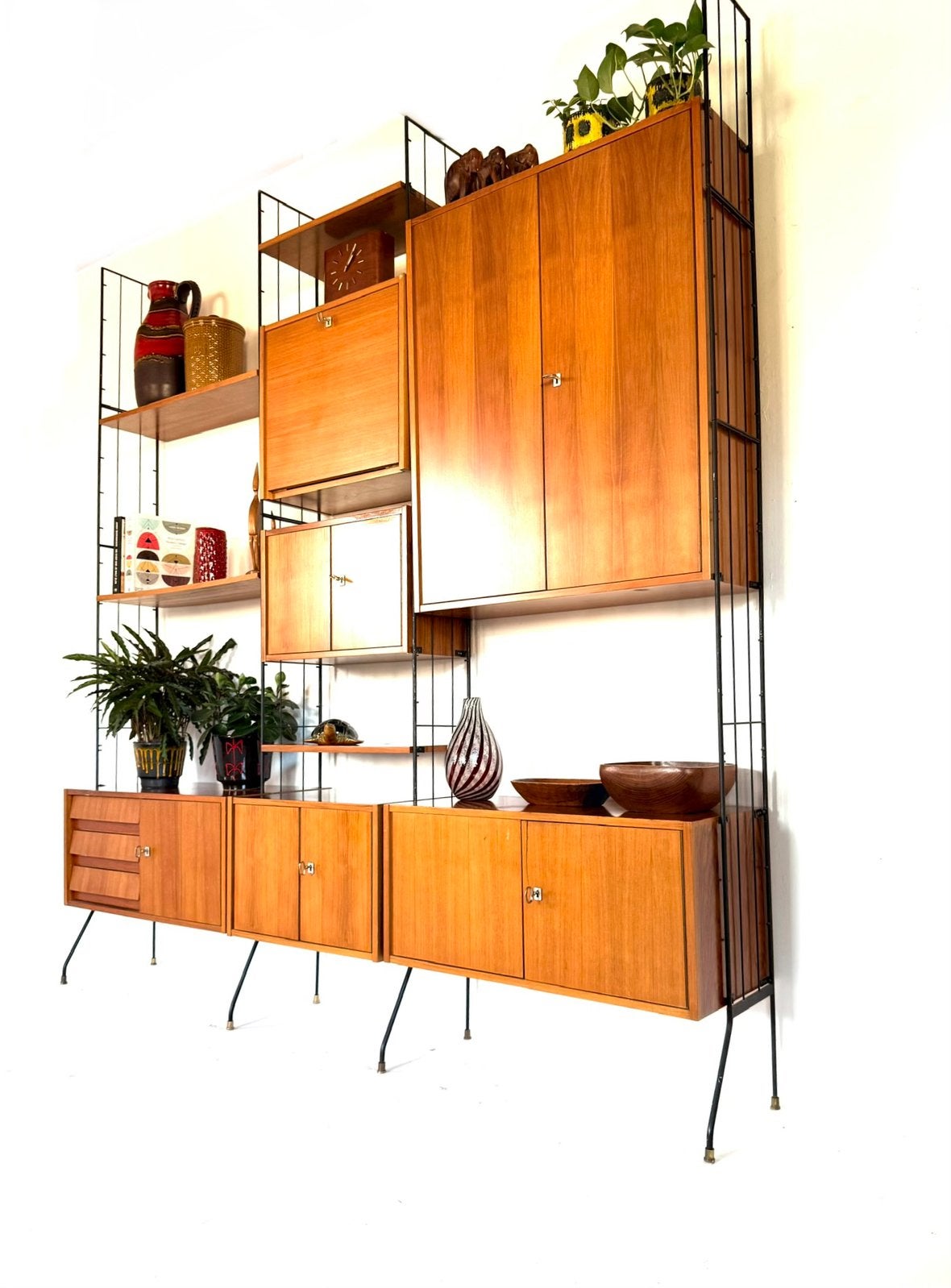 Vintage vrijstaand modulair wandmeubel, Köch Möbel ‘60, Overige houtsoorten, 200 cm of meer, Köch Möbel, Ophalen of Verzenden