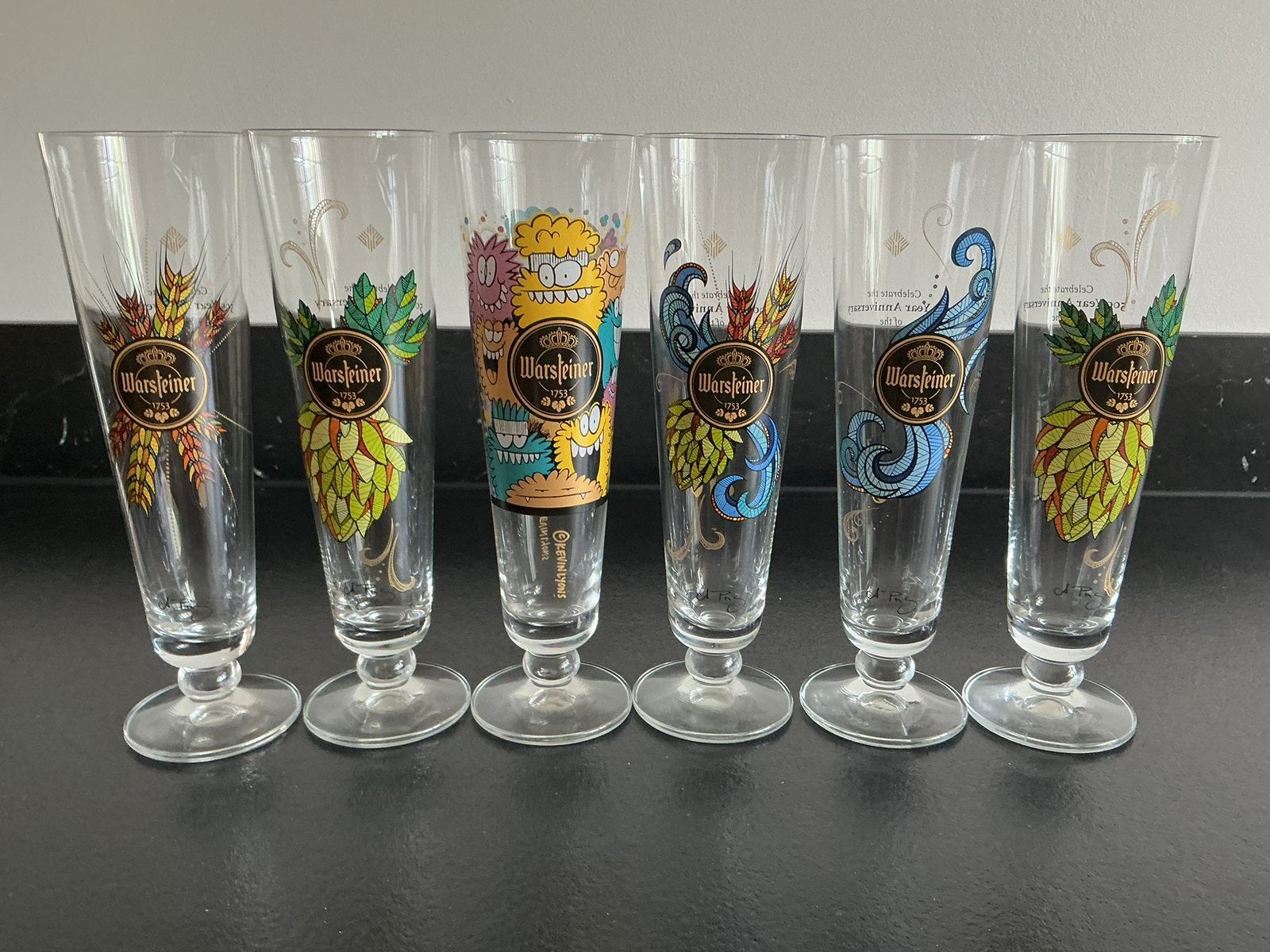 Unieke set Warsteiner bierglazen Art Collection, Verzamelen, Biermerken, Ophalen of Verzenden