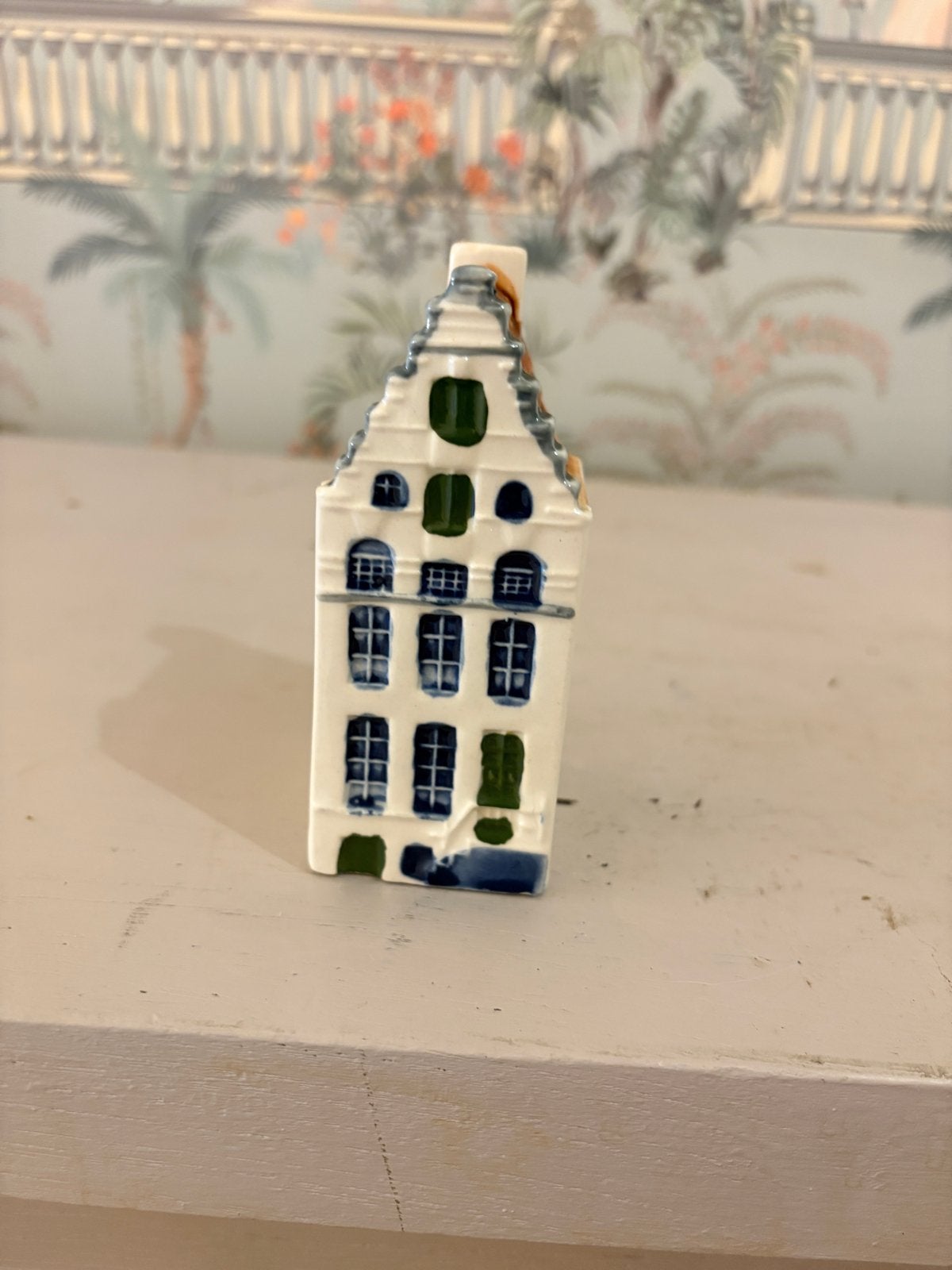 Delfts Blauw Miniatuur Grachtenpand Singel 64 Amsterdam, Ophalen of Verzenden