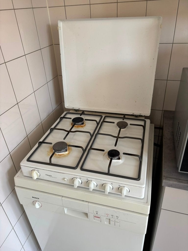 Pelgrim 4-pits gaskookplaat met deksel – werkt prima, Witgoed en Apparatuur, Kookplaten, Ophalen, Gebruikt, 4 kookzones, Gas