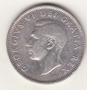 Canada - George VI 25 cents 1951 zilver - KM44, Verzenden, Noord-Amerika, Zilver