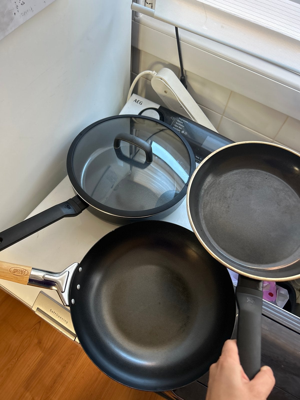 Pannenset: Koekenpannen, hapjespan en wok (PFAS-vrij), Ophalen, Overige materialen, Antiaanbaklaag, BK