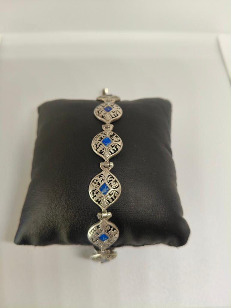 Prachtige Art Deco Zilveren 925 Armband met Lapis Lazuli, Ophalen of Verzenden, Zo goed als nieuw, Met edelsteen, Zilver