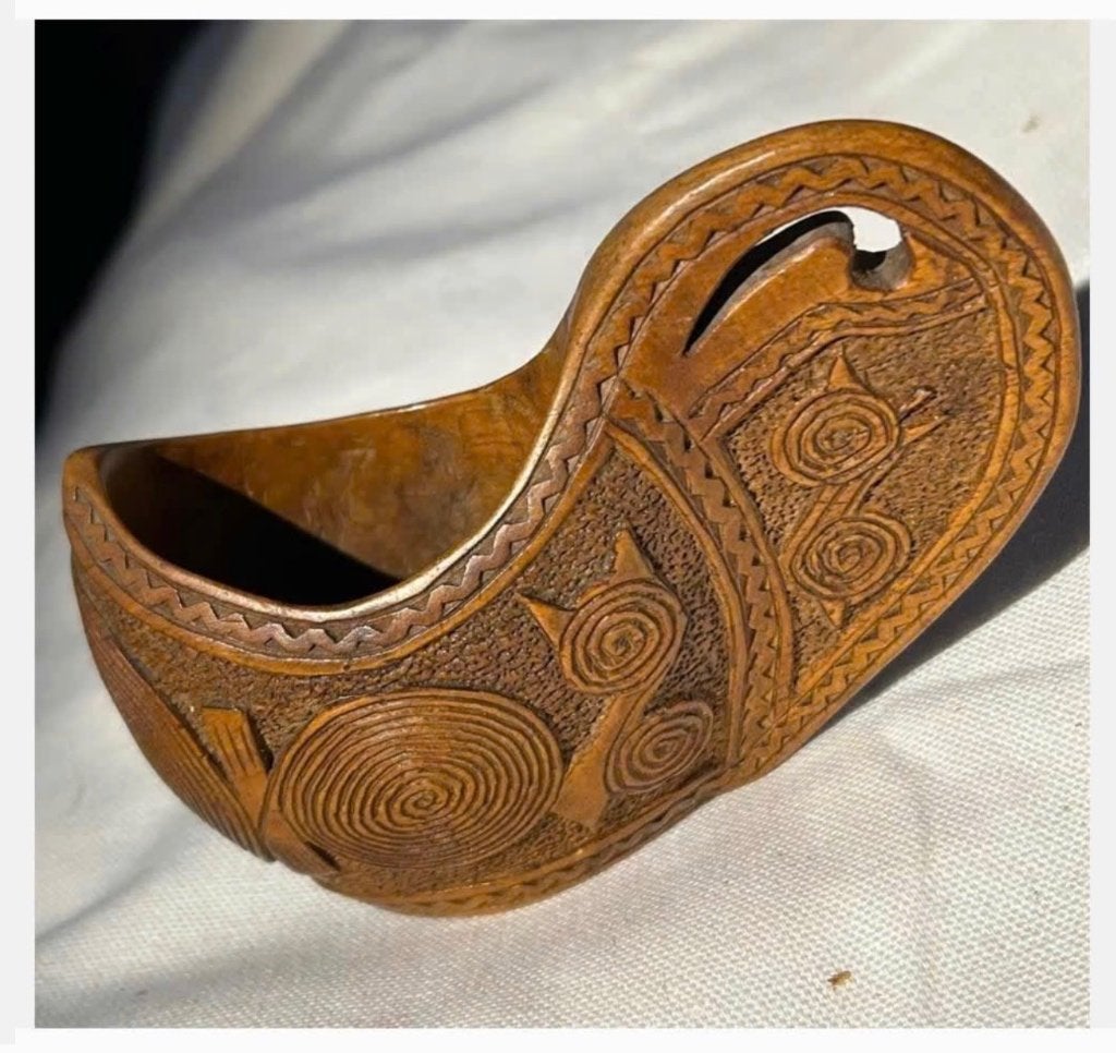 Vintage handgesneden houten huwelijks beker, Ophalen of Verzenden