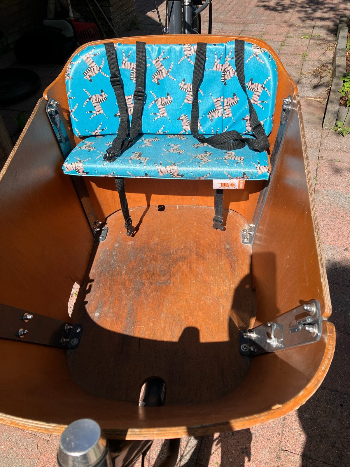 Bakfiets Babboe City met zitje en gordels, Fietsen en Brommers, Fietsen | Bakfietsen, Gebruikt, 1 kind, Trommelrem, Ophalen