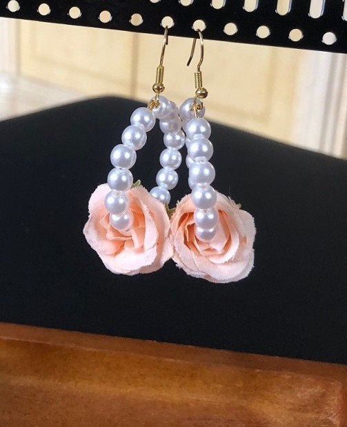 Oorbellen hanger bloem - handmade - victorian vintage parels, Overige materialen, Hangers, Verzenden, Nieuw