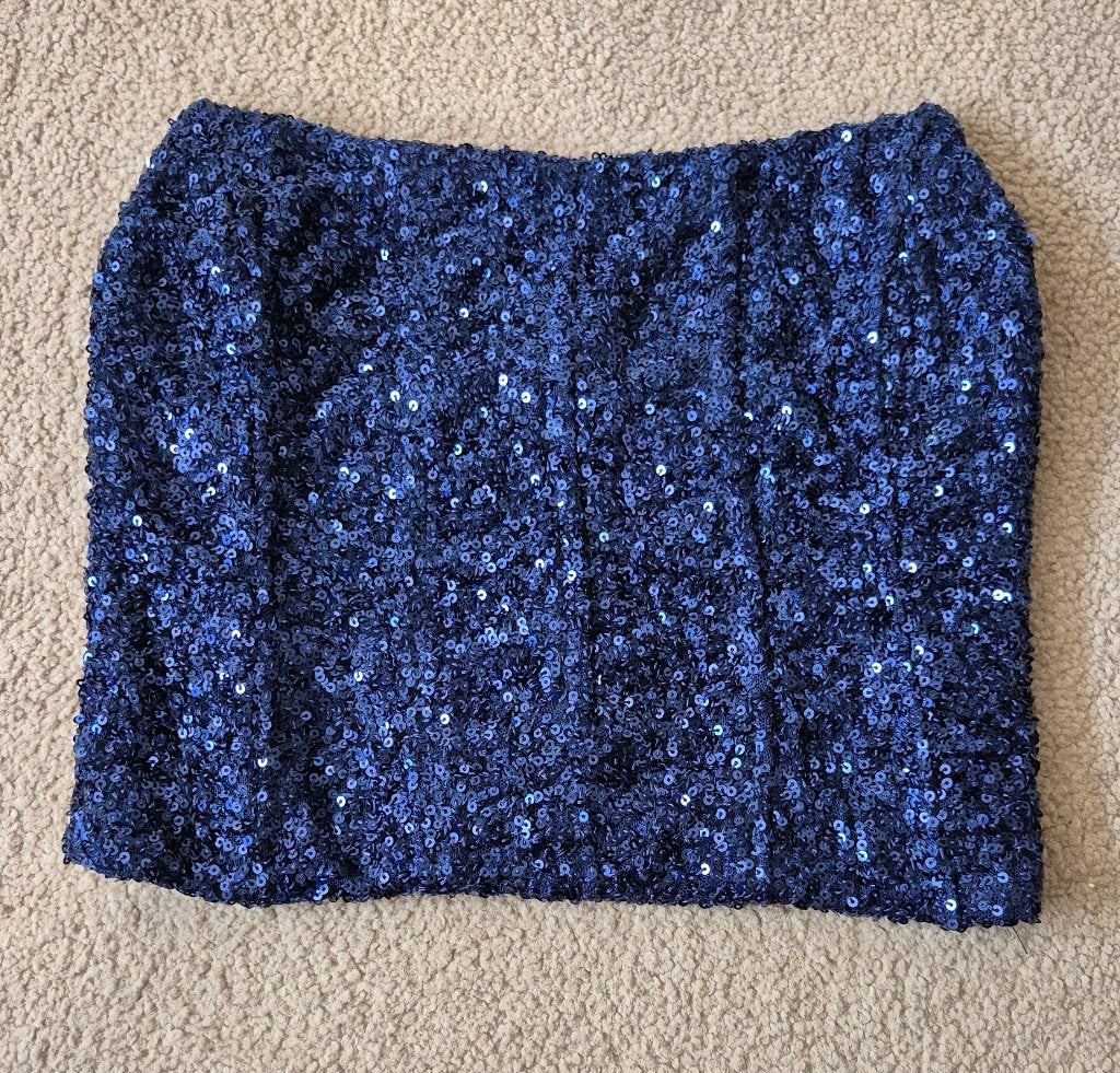 Bandeau tube top navy glitter Vera&Lucy XS - nieuw, Blauw, Nieuw, Ophalen of Verzenden, Zonder mouw