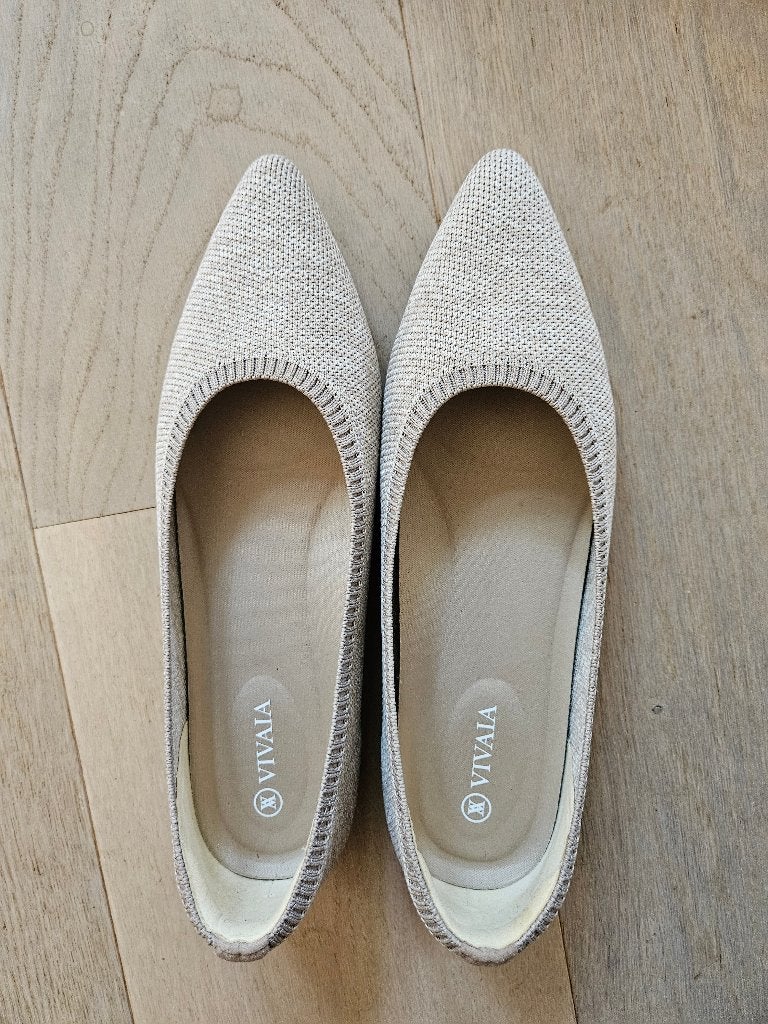 VIVAIA Aria 5 Pointed-Toe Ballet Flats – Oatmilk – maat 39, Beige, Nieuw, Vivaia, Ballerina's