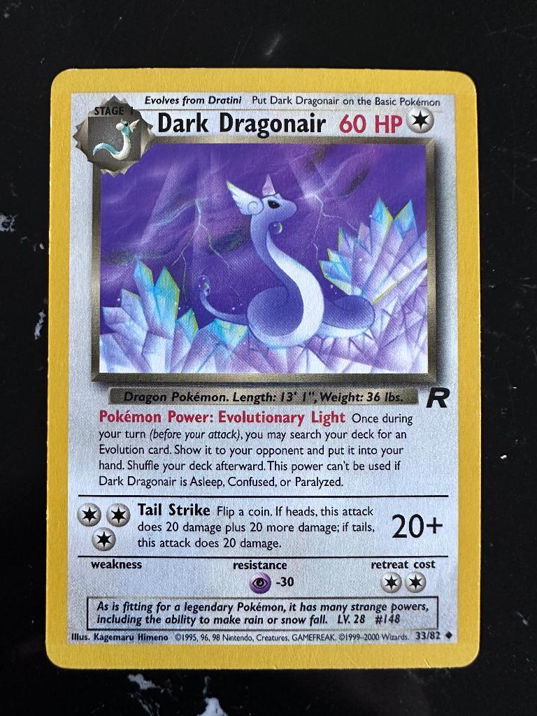 Dark Dragonair kaart uit de Team Rocket set (2000)., Ophalen of Verzenden, Zo goed als nieuw, Losse kaart