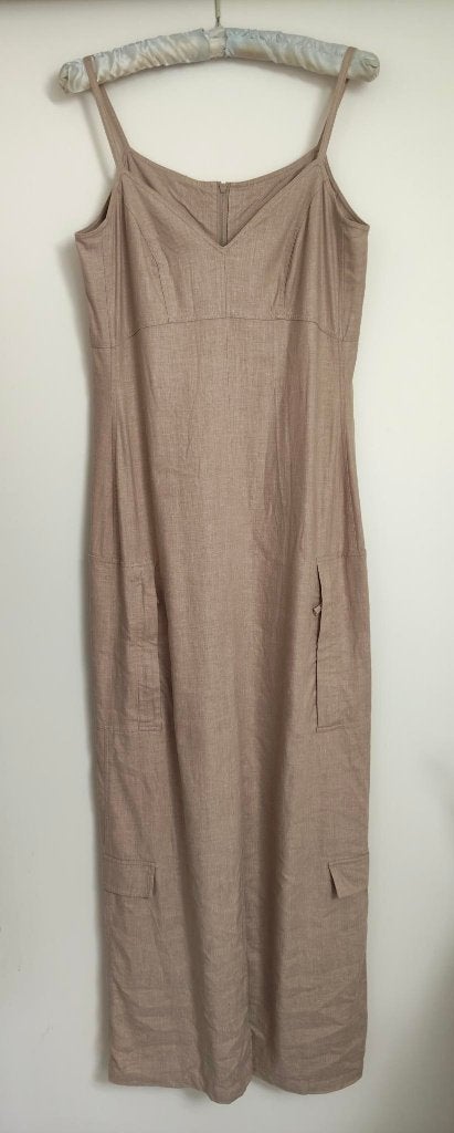 Mooie beige maxi jurk van Vivre (55% linnen) mt. S, Beige, Nieuw, Ophalen of Verzenden, Maat 36 (S)